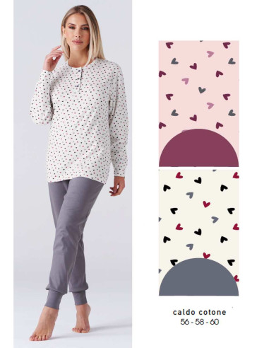 Women's calibrated warm cotton jersey pajamas Karelpiu' KY7041