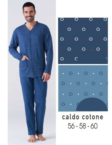 Pigiama uomo calibrato aperto in jersey di cotone caldo Karelpiu' KY7103