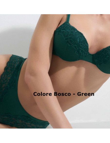 Completo donna con top in fibra di bamboo e pizzo con culotte Pura P0802C