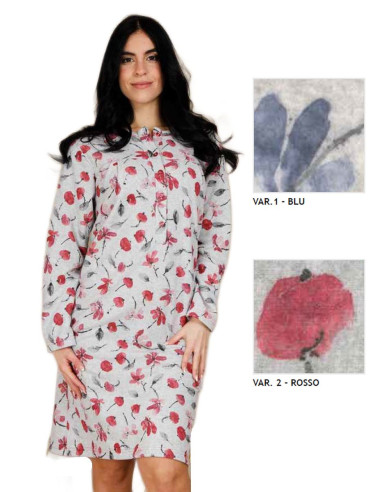 Camicia da notte in cotone lanato punto Milano Silvia 44712