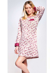 Women warm cotton jersey nightdress Infiore Fall Flowers FFL632179