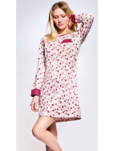 Women warm cotton jersey nightdress Infiore Fall Flowers FFL632179