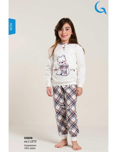 Girl's warm cotton fleece pajamas Gary V20036 - V30036