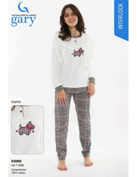 Pigiama lungo da ragazza in caldo cotone Gary Q40006 Pigiama lungo da ragazza in caldo cotone Gary Q40006