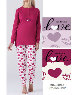 Girl's warm cotton jersey pajamas Karelpiu' KF7046