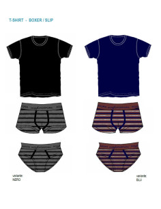 Men's stretch cotton set with t-shirt and briefs Rosso Porpora 84/13S 2