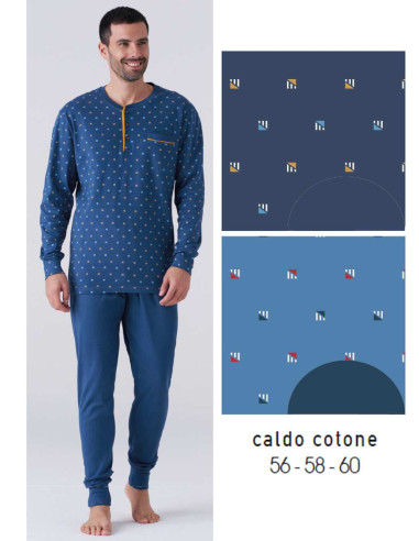 Men's calibrated warm cotton jersey pajamas Karelpiu' KY7035