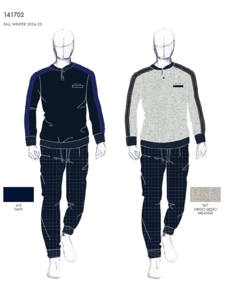 Men's warm cotton jersey pajamas Navigare 141702