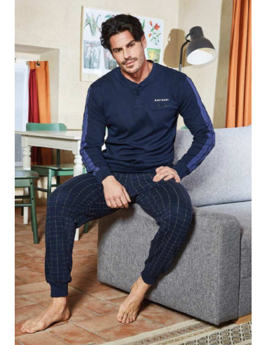 Men's warm cotton jersey pajamas Navigare 141702