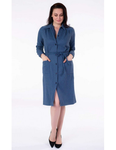 Ladies fleece jersey long sleeves classic dress Flora V01 Ladies fleece jersey long sleeves classic dress Flora V01