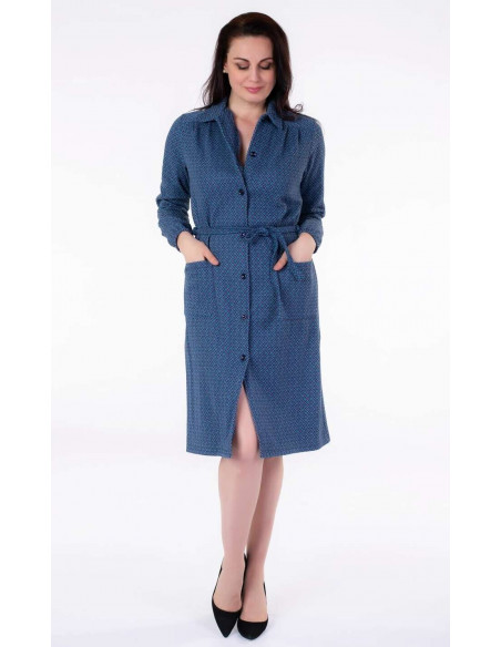 Ladies fleece jersey long sleeves classic dress Flora V01 Ladies fleece jersey long sleeves classic dress Flora V01