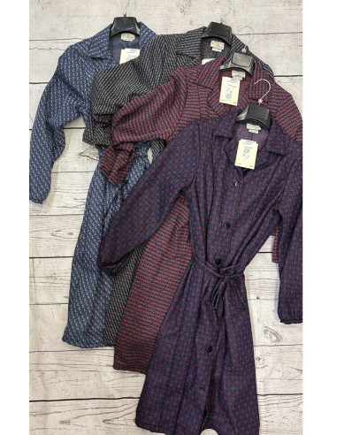 Ladies fleece jersey long sleeves classic dress Flora V01