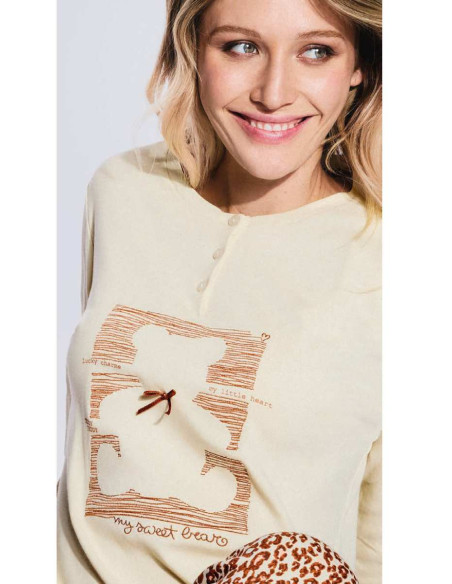 Pigiama donna in jersey di cotone caldo Infiore Bearshape BSH652015