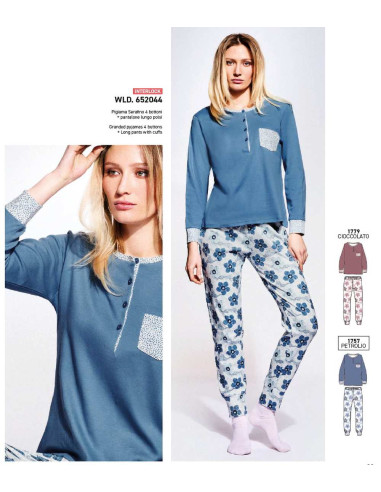 Pigiama donna in jersey di cotone caldo Infiore Wildlife 652044