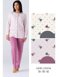 Women's warm cotton jersey calibrated OPENED pajamas Karelpiu' KY7012