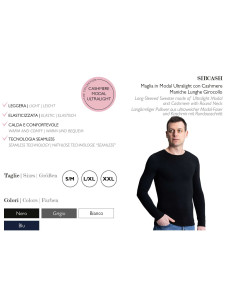 Men's crew neck long sleeve Ultralight Cashmere Sweater Prisco Sir Cash 2