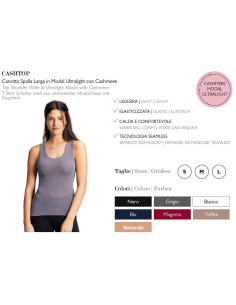Canottiera donna a spalla larga in cashmere ultralight Prisco Cash Top 2