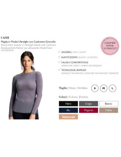 Maglia donna a manica lunga in cashmere ultralight Prisco Cash 2