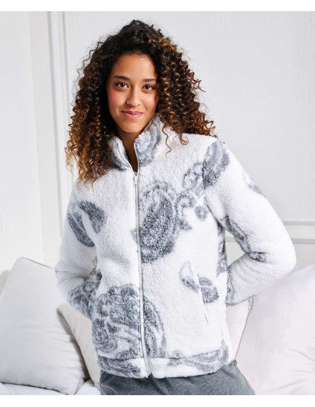 Women's warm bear coral pile jacket with zip Jadea 5211 Women's warm bear coral pile jacket with zip Jadea 5211