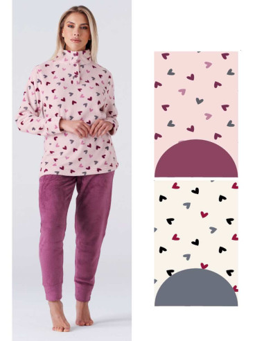 Pigiama donna in caldo pile coral Karelpiu' KY7212