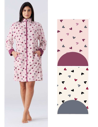 Women's coral pile dressing gown with zip Karelpiu' KF7215