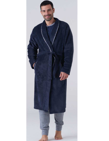 Men's warm coral fleece dressing gown Karel KF7302