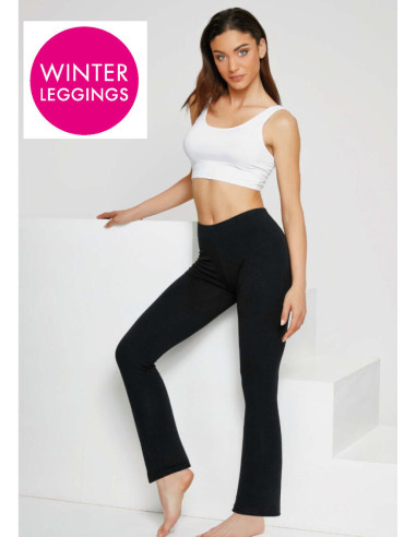 Pantaleggings donna a zampa in cotone felpato elasticizzato Jadea Basic 4369