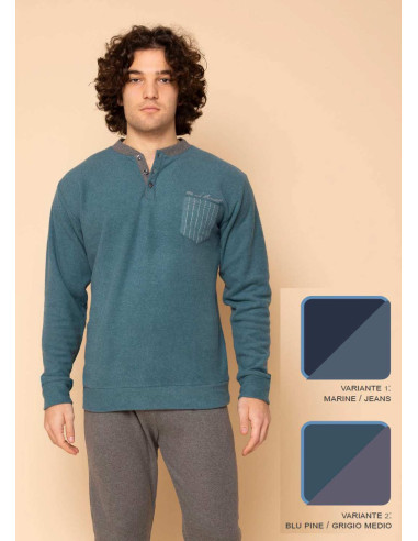 Pigiama uomo calibrato in caldo jersey di cotone lanato Irge CUPM122