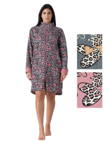 Vestaglia donna con zip in caldo pile coral Karelpiu' KF7227