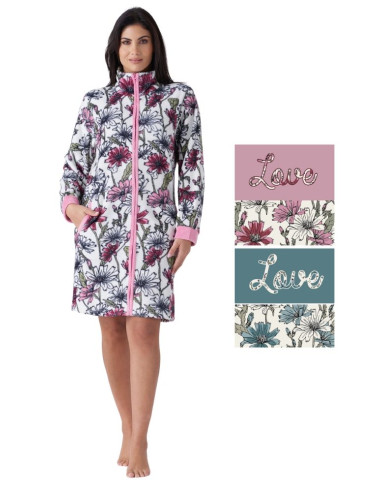 Vestaglia donna con zip in caldo pile coral Karelpiu' KF7201