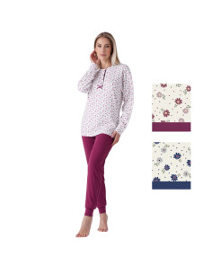 Women's calibrated warm cotton jersey pajamas Karelpiu' KY7024