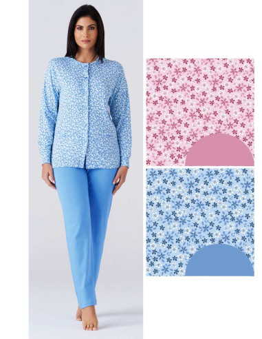 Women's warm cotton jersey OPENED pajamas Karelpiu' KY7019