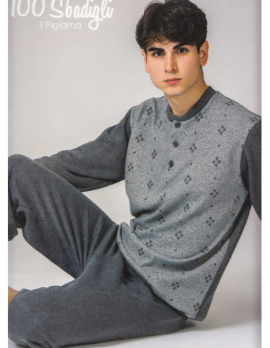 Pigiama uomo in caldo jersey di cotone lanato 100 Sbadigli PMU4010