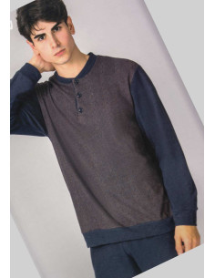 Men's warm plush cotton jersey pajamas 100 Sbadigli PMU4007