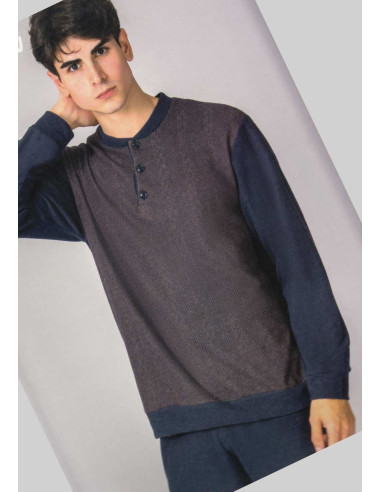 Pigiama uomo in caldo jersey di cotone lanato 100 Sbadigli PMU4007