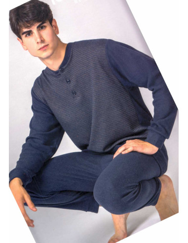 Men's warm plush cotton jersey pajamas 100 Sbadigli PMU4003