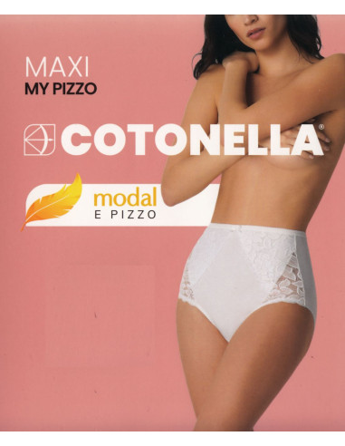 Woman stretch cotton-modal briefs with lace Cotonella ADC90