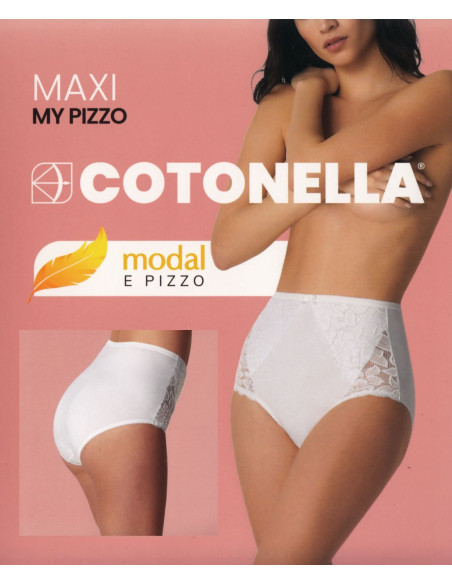Slip donna in cotone-modal con pizzo MAXI Cotonella ADC90 Slip donna in cotone-modal con pizzo MAXI Cotonella ADC90