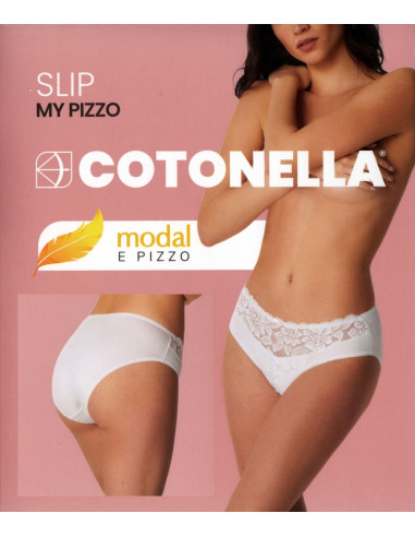 Woman stretch cotton-modal briefs with lace Cotonella ADC88