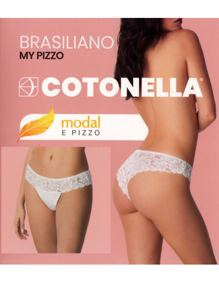 Brasiliana donna in cotone-modal con pizzo Cotonella ADC87 Brasiliana donna in cotone-modal con pizzo Cotonella ADC87