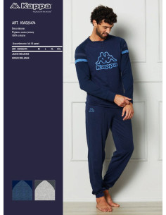 Pigiama uomo a serafino in jersey di cotone Kappa KMS25474
