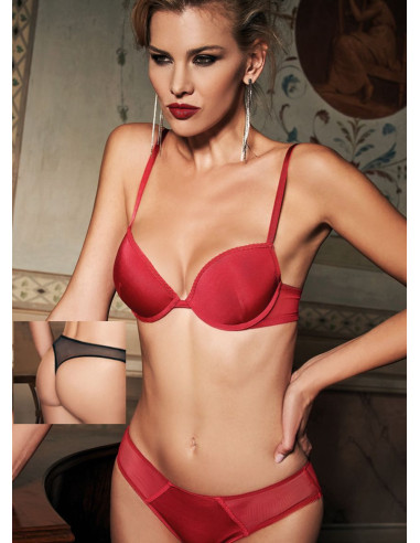 Women's micro and tulle set with push-up and Brazilian briefs SieLei 76147B