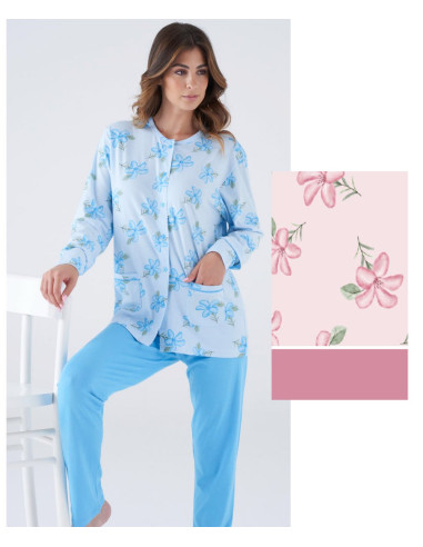 Pigiama donna aperto in jersey di cotone Karelpiu' KC8002