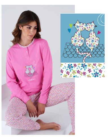 Pigiama donna a serafino in jersey di cotone Karelpiu' KC8094