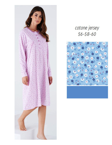 Women's long sleeves calibrated cotton jersey nightdress Karelpiu' KC8023