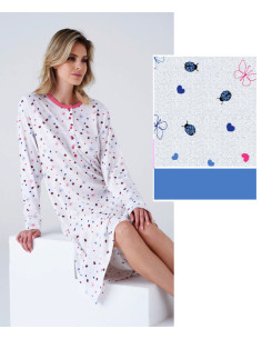 Women's long sleeves cotton jersey nightdress Karelpiu'  KC8066