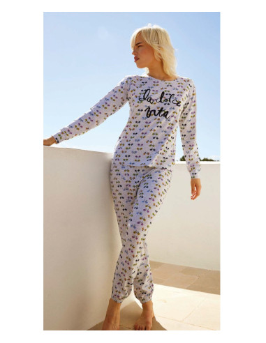 Pigiama donna lungo in jersey di cotone Jadea 3190