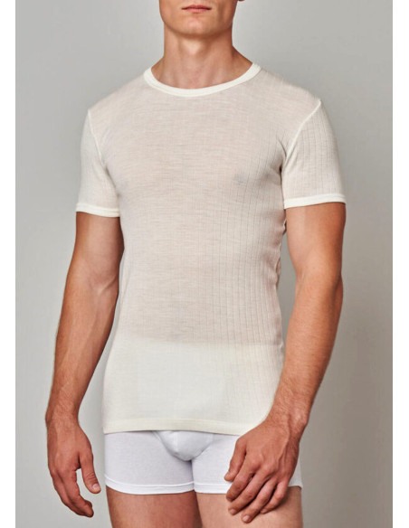 Maglia uomo a maniche corte in misto lana scarto ago Gicipi art. 410MM Maglia uomo a maniche corte in misto lana scarto ago Gicipi art. 410MM