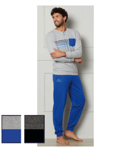Pigiama uomo a serafino in jersey di cotone Kappa KMS25413