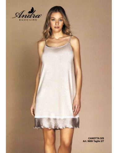 Woman viscose and saten thin straps nightdress Andra 9609 Woman viscose and saten thin straps nightdress Andra 9609